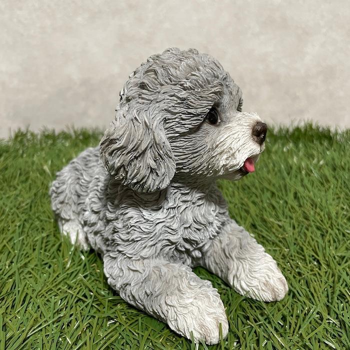 置物 犬 かわいい 動物 玄関 見上げるトイプードル グレー おしゃれ