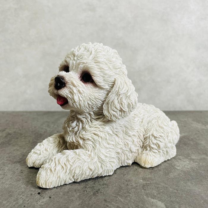置物 犬 かわいい 動物 玄関 見上げるトイプードル 白 おしゃれ