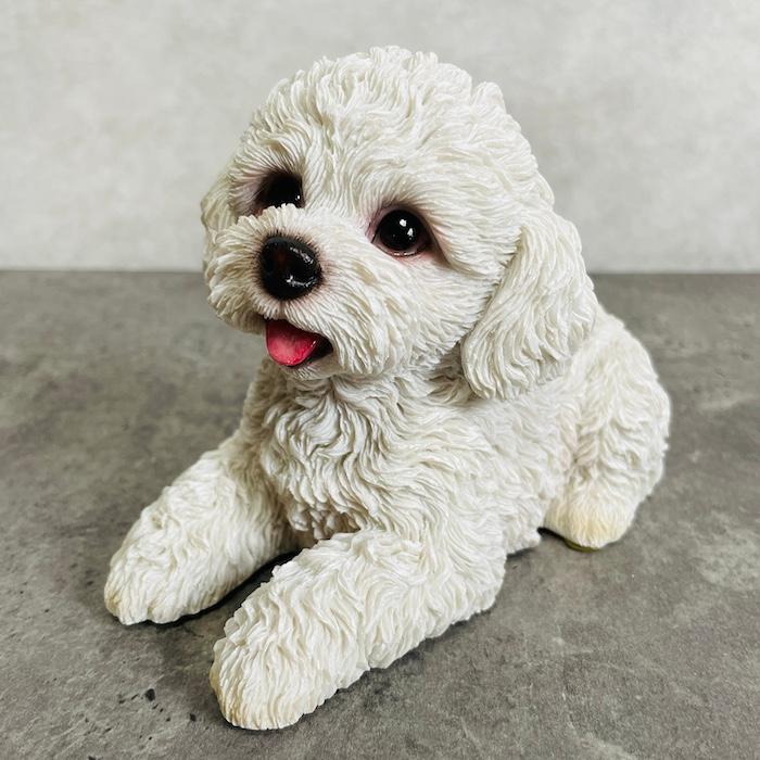 置物 犬 かわいい 動物 玄関 見上げるトイプードル 白 おしゃれ