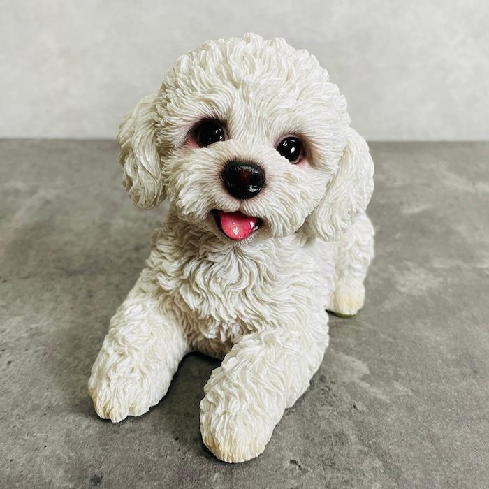 置物 犬 かわいい 動物 玄関 見上げるトイプードル 白 おしゃれ