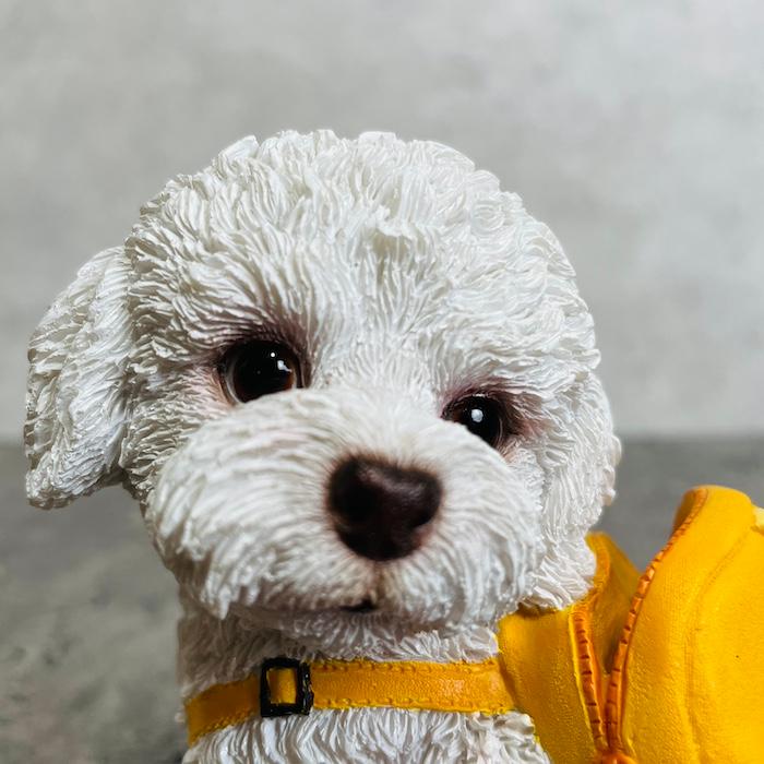 置物 犬 かわいい 動物 玄関 リュックを背負う 白いトイプードル貯金箱