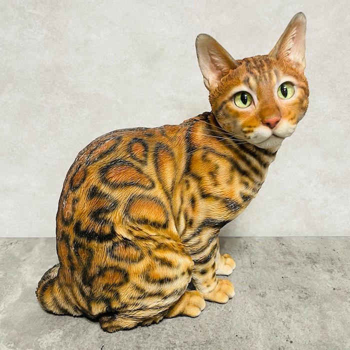 かわいい置物 ベンガル猫 ネコ 高さ30cm おしゃれ 動物 大きい 玄関 