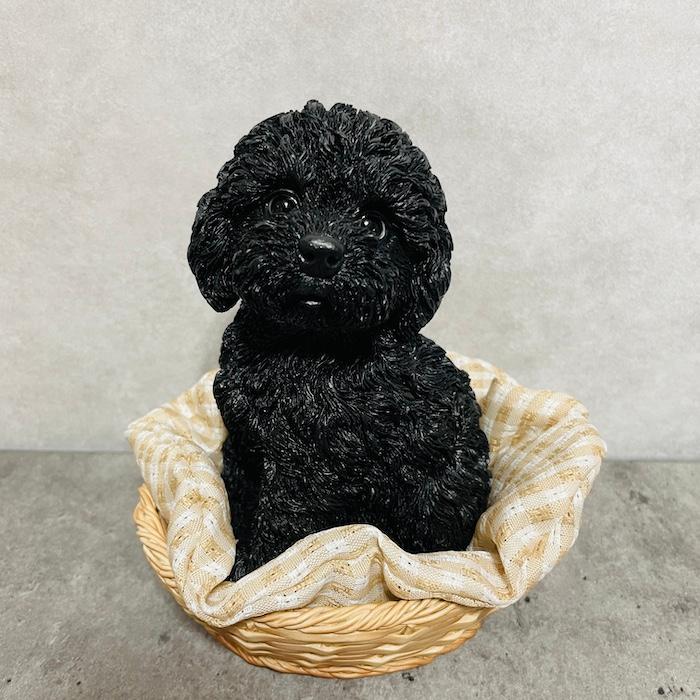 置物 犬 かわいい 動物 玄関 竹かごプードル ブラック おしゃれ