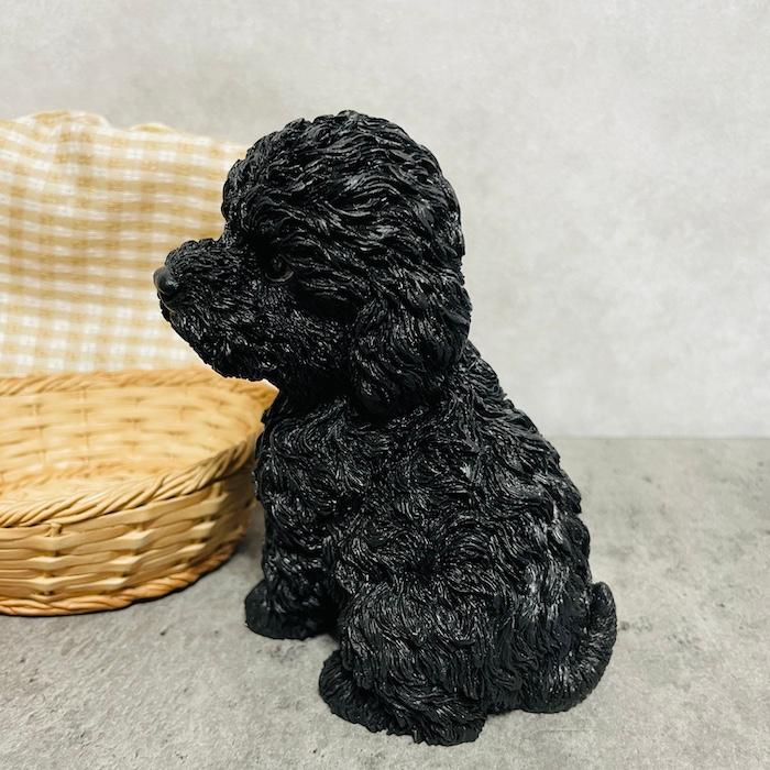 置物 犬 かわいい 動物 玄関 竹かごプードル ブラック おしゃれ