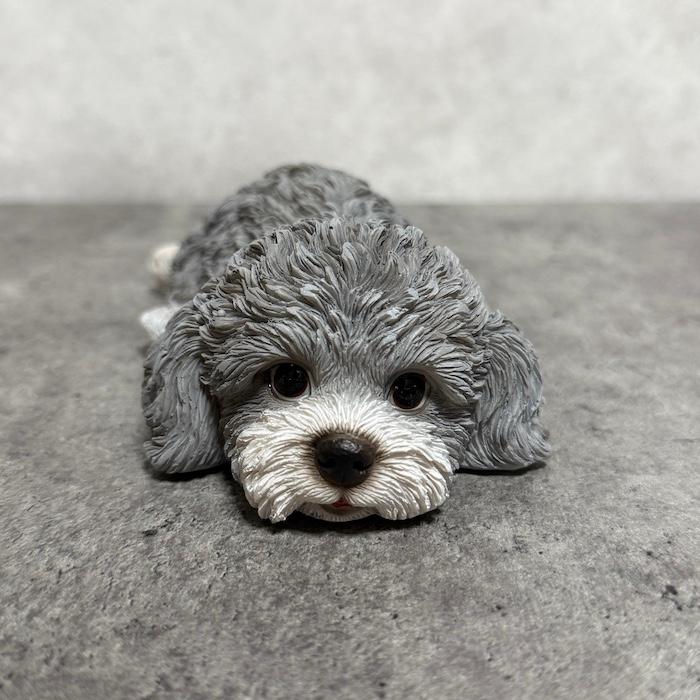 置物 犬 かわいい 動物 玄関 うつぶせトイプードル グレー おしゃれ
