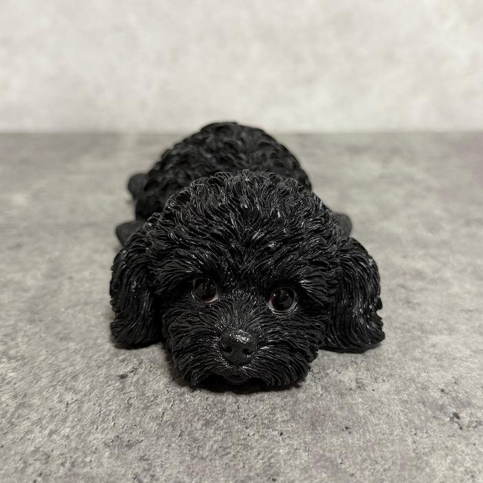 置物 犬 かわいい 動物 玄関 うつぶせトイプードル ブラック おしゃれ