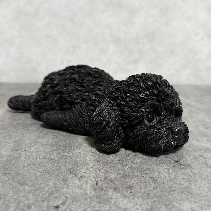 置物 犬 かわいい 動物 玄関 うつぶせトイプードル ブラック おしゃれ