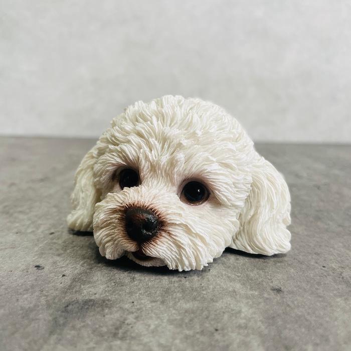 置物 犬 かわいい 動物 玄関 うつぶせトイプードル 白 おしゃれ