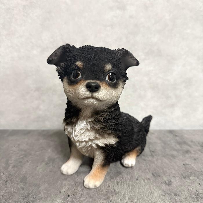WOOBIA（ウービア） 置物 犬 お座りチワワ 黒 高さ14cm woobia リアル