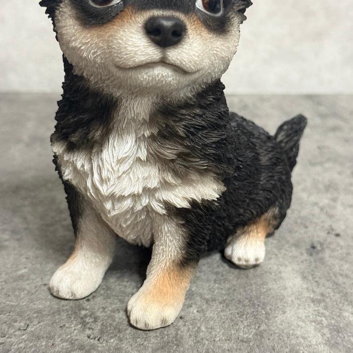 WOOBIA（ウービア） 置物 犬 お座りチワワ 黒 高さ14cm woobia リアル