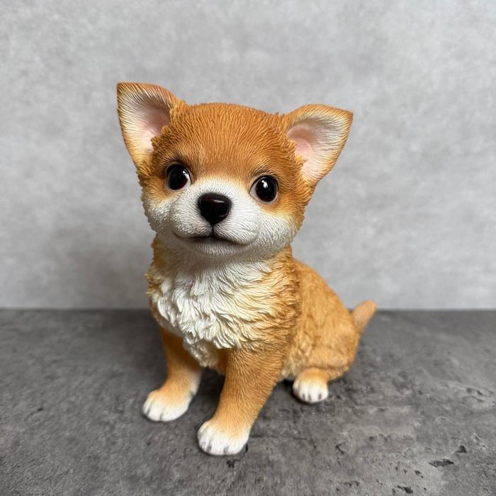 犬 置物 おしゃれ お座りチワワ レッド かわいい 動物 インテリア