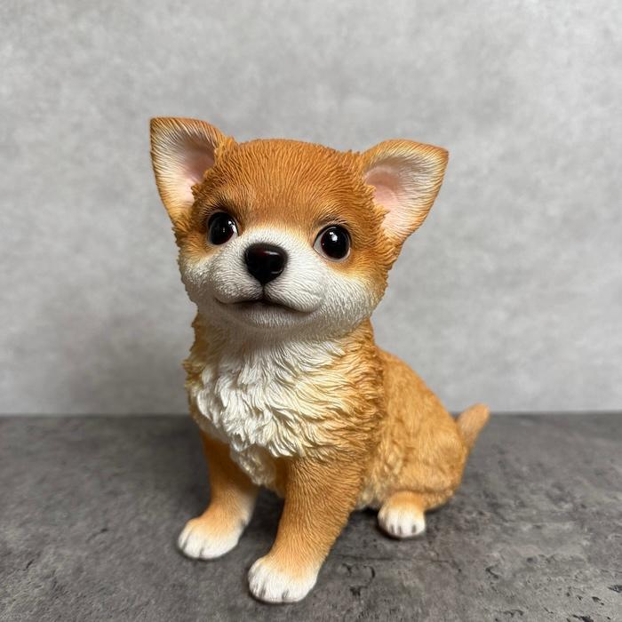 犬 置物 おしゃれ お座りチワワ レッド かわいい 動物 インテリア