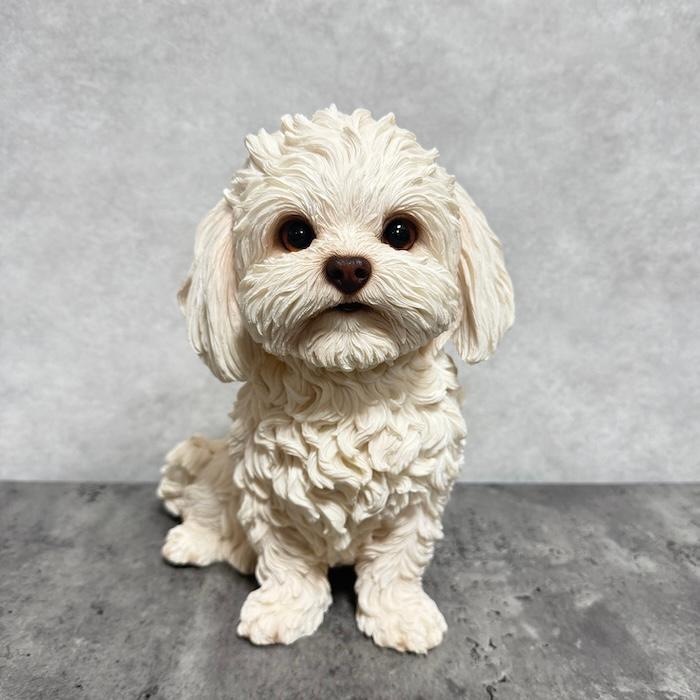 犬 置物 大型 動物 おすわりマルチーズ イヌ 高さ34cm woobia おしゃれ