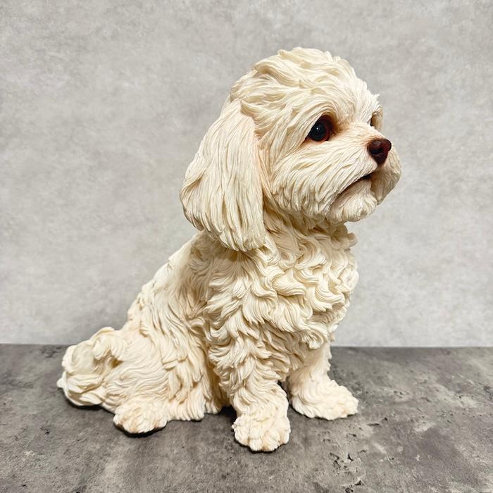 犬 置物 大型 動物 おすわりマルチーズ イヌ 高さ34cm woobia おしゃれ
