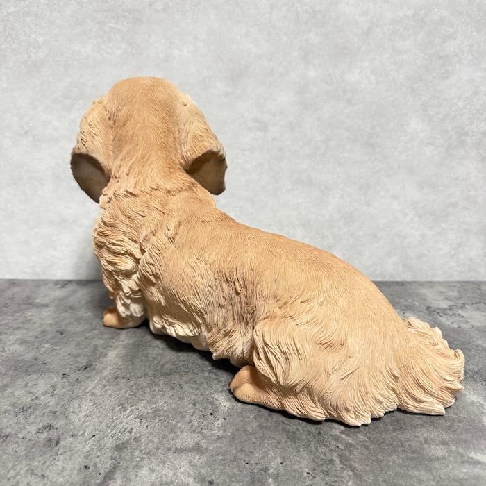 犬 置物 大型 動物 ダックスフンド クリーム 大 高さ24cm woobia