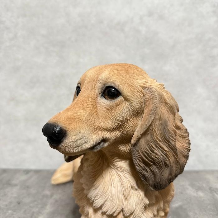犬 置物 大型 動物 ダックスフンド クリーム 大 高さ24cm woobia