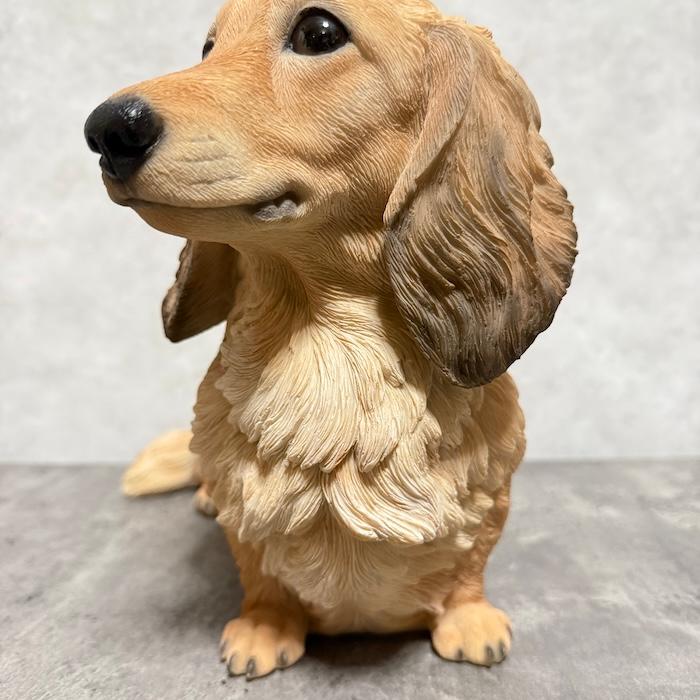 犬 置物 大型 動物 ダックスフンド クリーム 大 高さ24cm woobia
