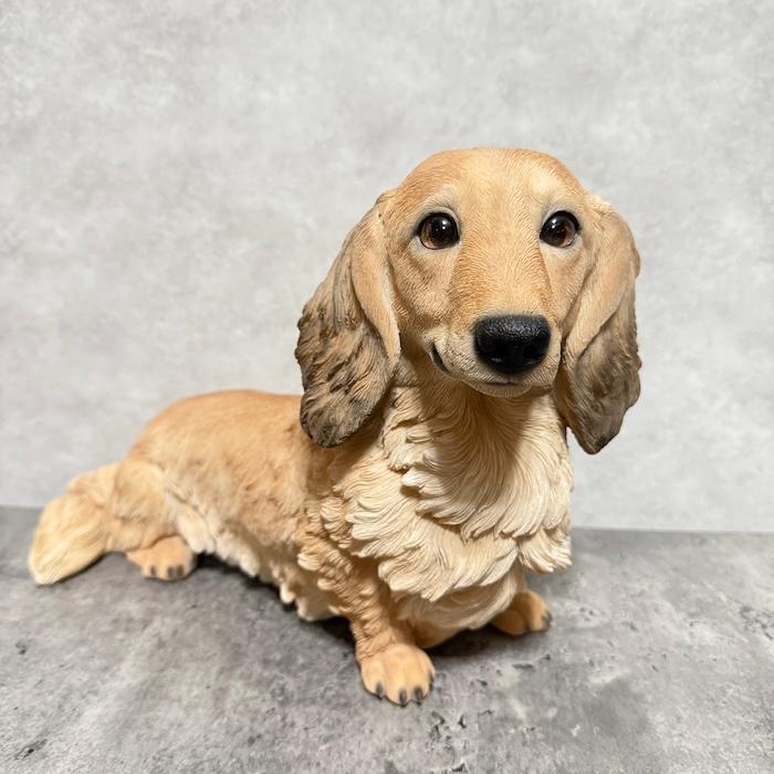 犬 置物 大型 動物 ダックスフンド クリーム 大 高さ24cm woobia