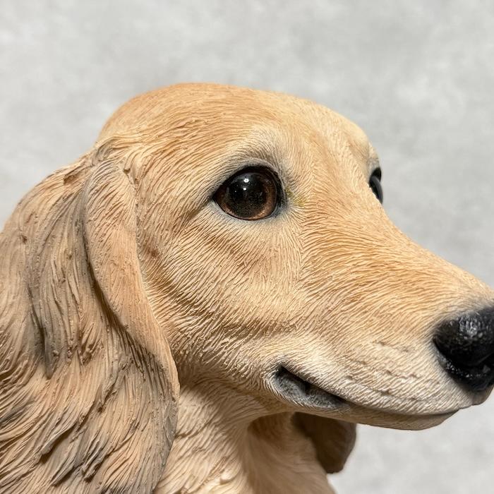 犬 置物 大型 動物 ダックスフンド クリーム 大 横幅38cm woobia