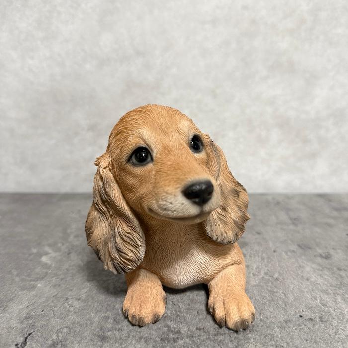 犬 置物 おしゃれ リラックスダックスフンドクリーム かわいい