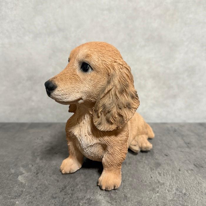 WOOBIA（ウービア） 置物 犬 ダックスフンド クリーム 幅16.5cm woobia