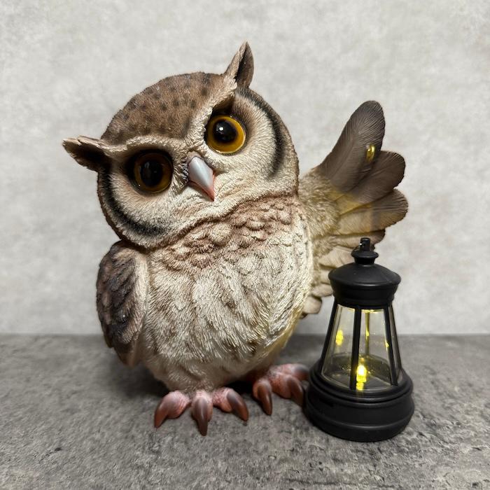 鳥の置物 ソーラーランプを左手で持ち上げるフクロウ 高さ16cm 縁起物 風水 woobia かわいい おしゃれ インテリア オブジェ |  | 04