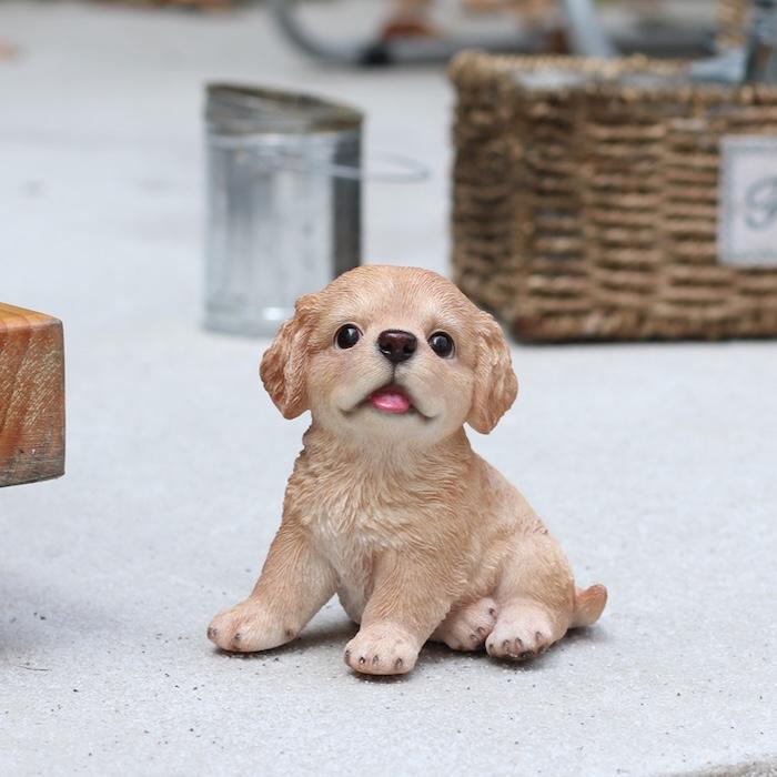 犬 置物 おしゃれ 高さ11.8cm 左向き座りゴールデンレトリバー子犬 クリーム 中 かわいい インテリア ガーデンオーナメント woobia ウービア |  | 12