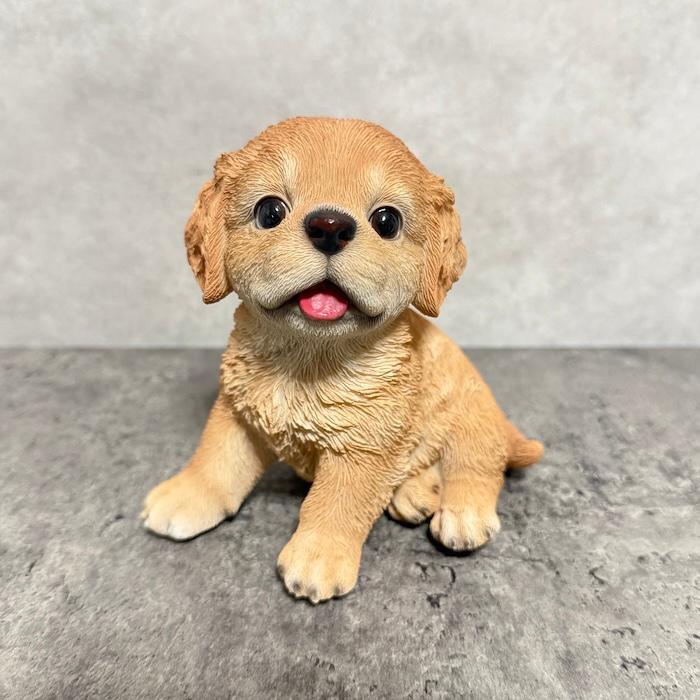 犬 置物 おしゃれ 高さ11.8cm 左向き座りゴールデンレトリバー子犬 クリーム 中 かわいい インテリア ガーデンオーナメント woobia ウービア |  | 01