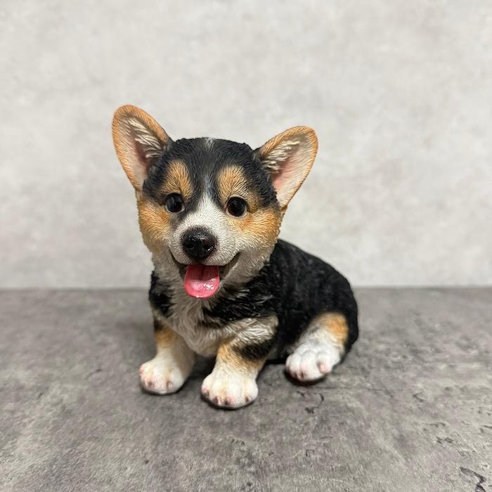 犬 置物 おしゃれ 左向き座りウェルシュコーギー黒 中 高さ11.5cm かわいい 動物 インテリア オブジェ ガーデンオーナメント woobia ウービア |  | 01