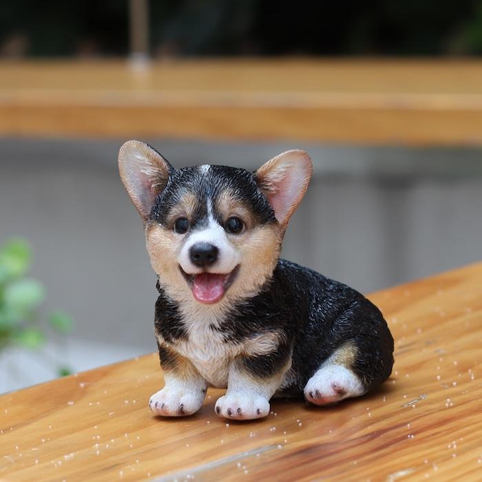 犬 置物 おしゃれ 左向き座りウェルシュコーギー黒 中 高さ11.5cm かわいい 動物 インテリア オブジェ ガーデンオーナメント woobia ウービア |  | 08