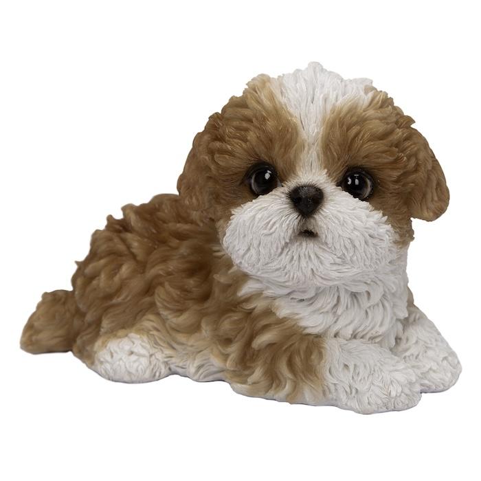 犬 置物 右向きシーズー ブラウンホワイト 中 横幅14cm WOOBIA リアル 可愛い おしゃれ オブジェ 卓上 インテリア 玄関 ギフト 動物 雑貨 癒し |  | 01