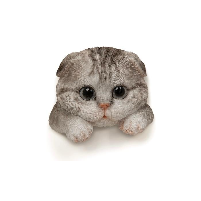 WOOBIA フェイスマグネット スコティッシュフォールド グレー 猫 冷蔵庫 マグネット かわいい 立体 リアル スコ 折れ耳 子猫 幅5.5cm | WOOBIA | 01