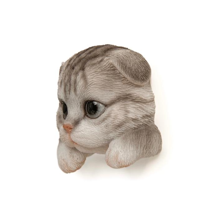 WOOBIA フェイスマグネット スコティッシュフォールド グレー 猫 冷蔵庫 マグネット かわいい 立体 リアル スコ 折れ耳 子猫 幅5.5cm | WOOBIA | 03