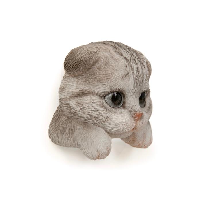 WOOBIA フェイスマグネット スコティッシュフォールド グレー 猫 冷蔵庫 マグネット かわいい 立体 リアル スコ 折れ耳 子猫 幅5.5cm | WOOBIA | 05