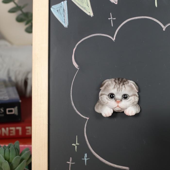 WOOBIA フェイスマグネット スコティッシュフォールド グレー 猫 冷蔵庫 マグネット かわいい 立体 リアル スコ 折れ耳 子猫 幅5.5cm | WOOBIA | 07