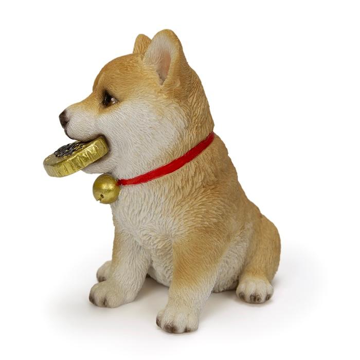 犬 置物 モチーフ金貨をくわえる柴犬 縁起物 開運 高さ8.5cm WOOBIA リアル 可愛い おしゃれ オブジェ 卓上 インテリア 玄関 動物 雑貨 | WOOBIA | 03