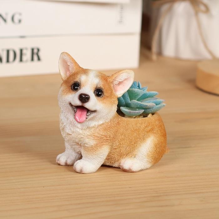 置物 犬 玄関 インテリア 卓上 コーギー レッド アニマルフェイクグリーン 幅9.5cm WOOBIA ウービア イギリス コーギー好き ギフト |  | 07