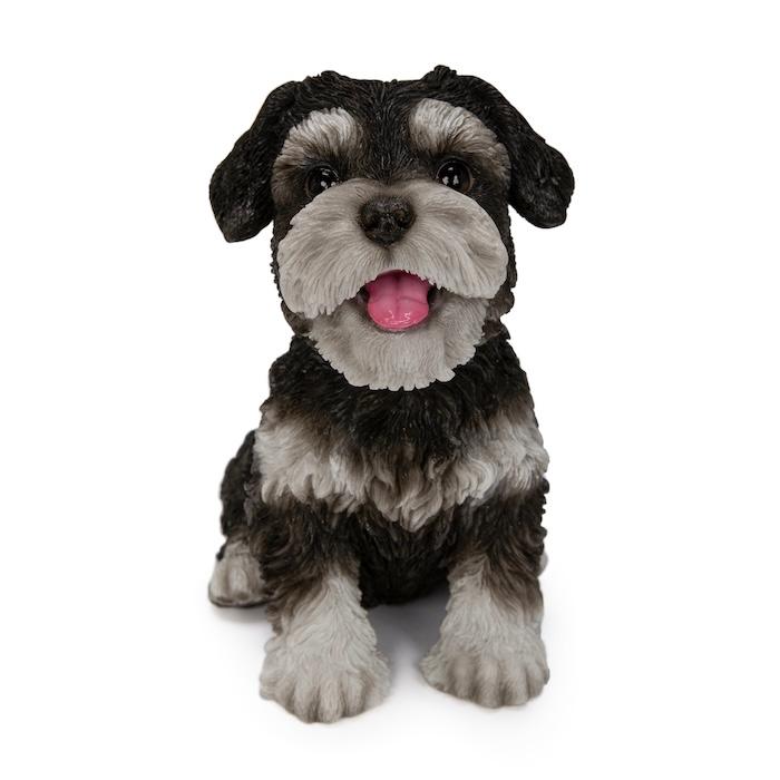 WOOBIA（ウービア） 犬 置物 お座りにっこりシュナウザー 高さ15.5cm