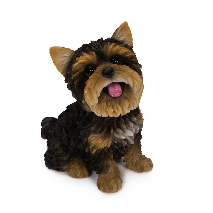 置物 犬 玄関 ガーデン 屋外 リアル ヨークシャーテリア お座りにっこり 高さ16cm WOOBIA ウービア イギリス ヨーキー好き ギフト | WOOBIA | 01