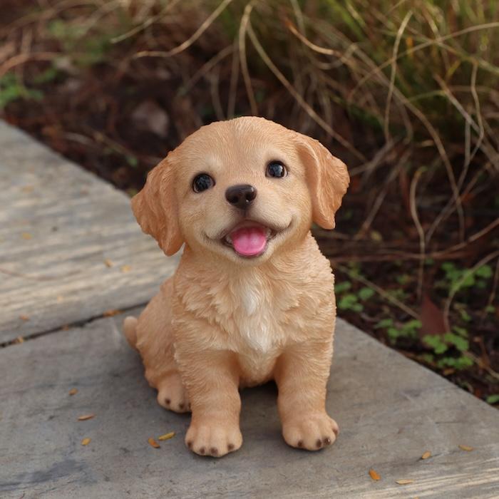 犬 置物 お座りにっこりゴールデンレトリバー 高さ15.5cm WOOBIA