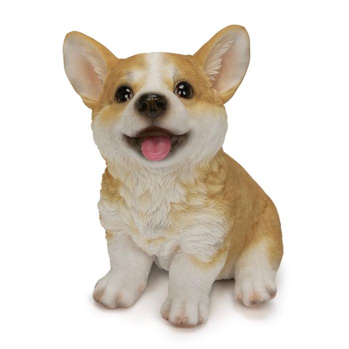 WOOBIA（ウービア） 犬 置物 お座りにっこりコーギー 高さ15.5cm