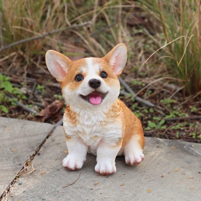 WOOBIA（ウービア） 犬 置物 お座りにっこりコーギー 高さ15.5cm