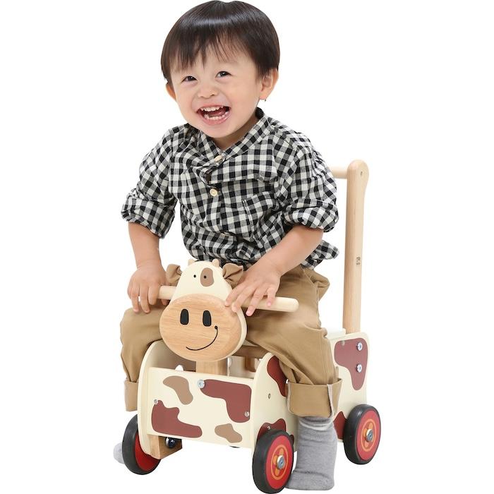 知育玩具 ウォーカー&ライド カウ 木製 おもちゃ 1歳 誕生日プレゼント 出産祝い 手押し車 乗用 型はめ 男の子 女の子 アイムトイ |  | 07