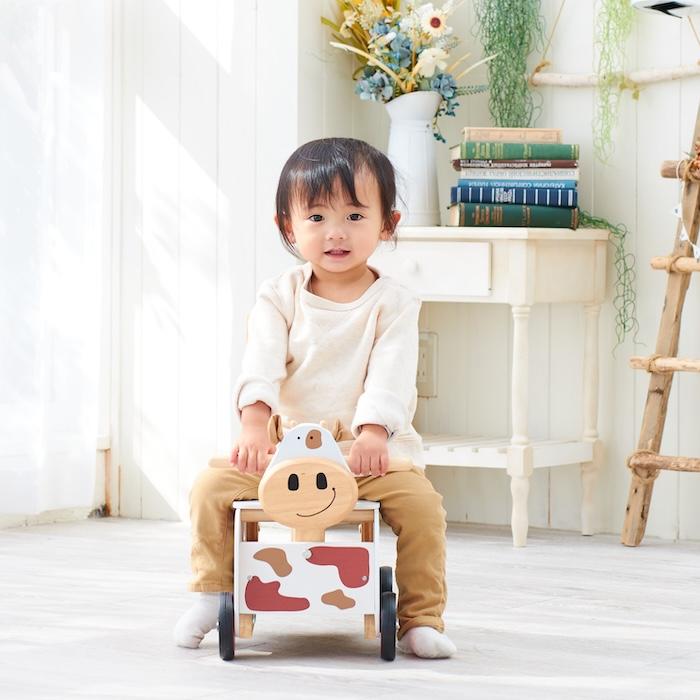 知育玩具 ウォーカー&ライド カウ 木製 おもちゃ 1歳 誕生日プレゼント 出産祝い 手押し車 乗用 型はめ 男の子 女の子 アイムトイ |  | 08