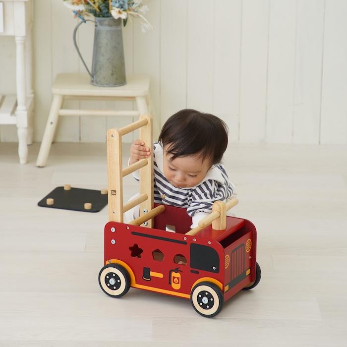 知育玩具 ウォーカー&ライド 消防車 木製 おもちゃ 1歳 誕生日