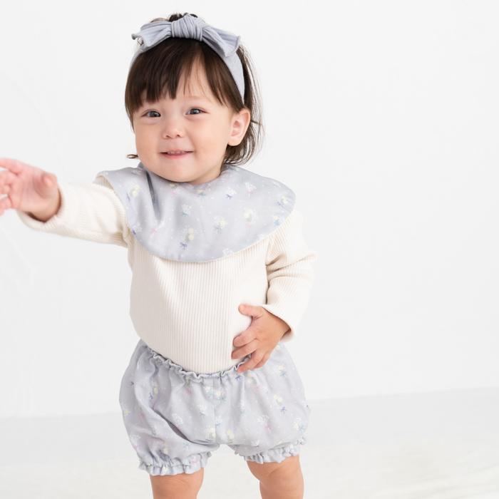 3色から選べる ベビーギフト 3点セット スタイ ヘアバンド ブルマ はなことばシリーズ Lien de famille  おしゃれで可愛いプレゼント | lien de famille