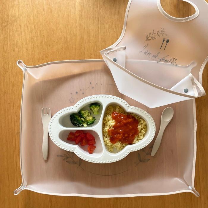 3色から選べる ベビーギフト もぐもぐ5点セット 食器 エプロン マット 一式 Lien de famille おしゃれで可愛い | lien de famille