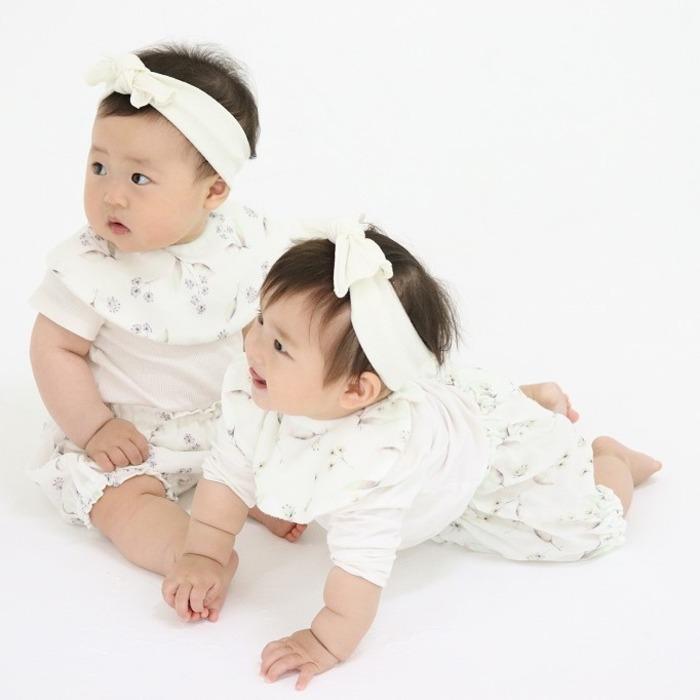 3色から選べる ベビーギフト 3点セット スタイ ヘアバンド ブルマ はなことばシリーズ Lien de famille  おしゃれで可愛いプレゼント | lien de famille | 09