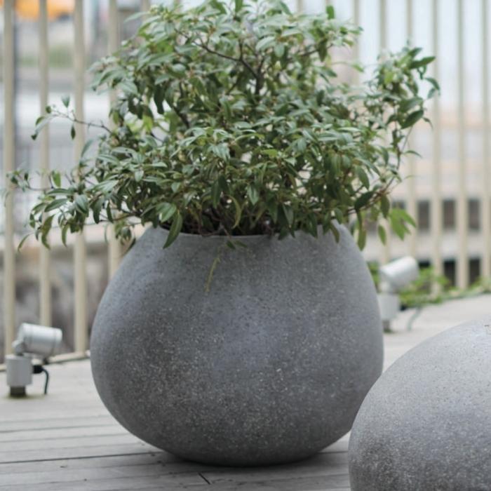 鉢カバー おしゃれ 大型 コブル プランター 22号 ポリストーン 室内 屋外 北欧 観葉植物 インテリア モダン 丸型 特大 KONTONの画像