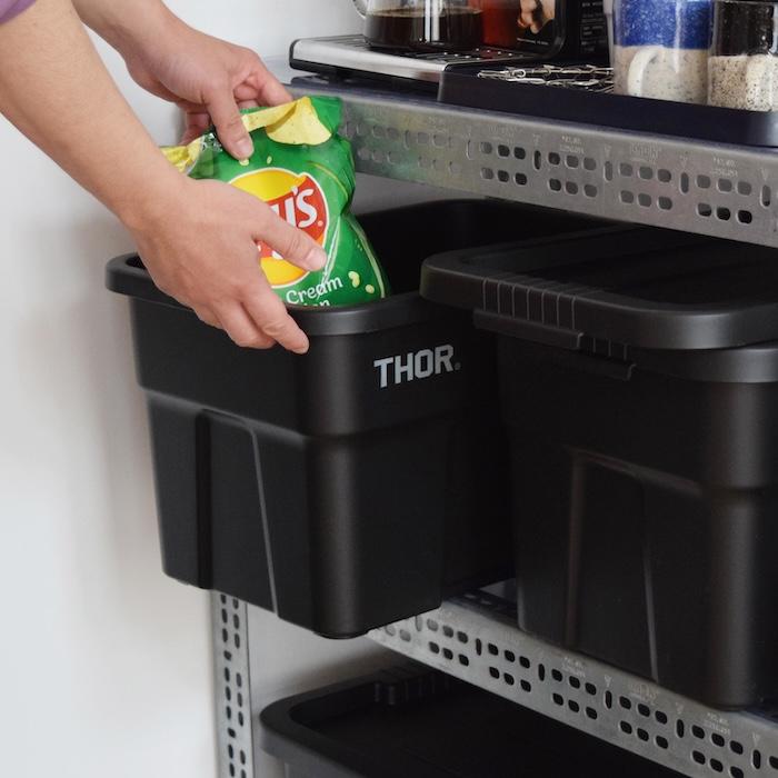 新品/22L☆THORソー☆2個setコンテナボックス黒　プラケース セット おしゃれ収納ボックス Thor Large Totes With Lid(ソー ラージ トート